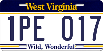 WV license plate 1PE017