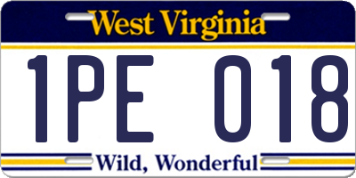 WV license plate 1PE018