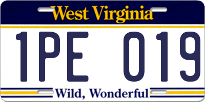 WV license plate 1PE019
