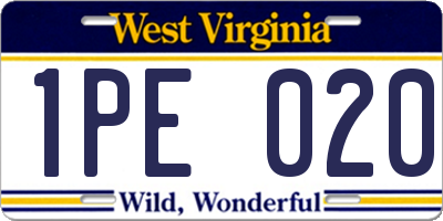 WV license plate 1PE020