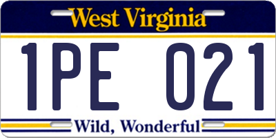 WV license plate 1PE021