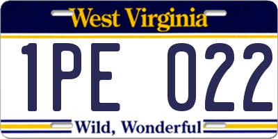 WV license plate 1PE022