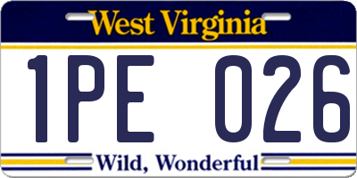 WV license plate 1PE026