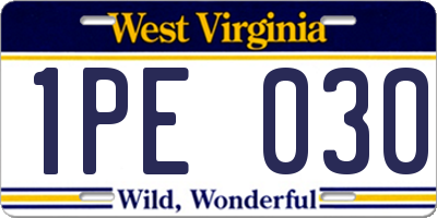 WV license plate 1PE030