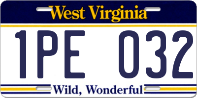 WV license plate 1PE032