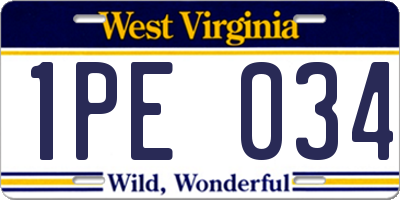 WV license plate 1PE034