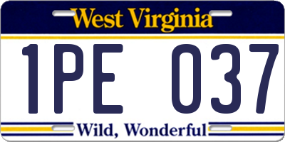 WV license plate 1PE037