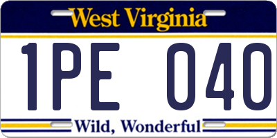 WV license plate 1PE040