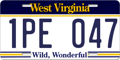 WV license plate 1PE047