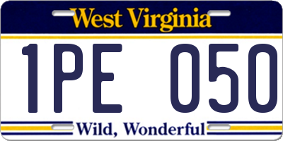 WV license plate 1PE050