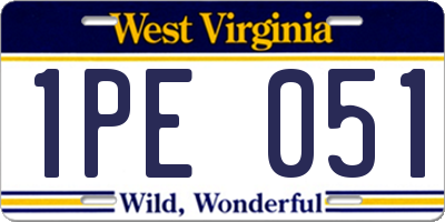 WV license plate 1PE051