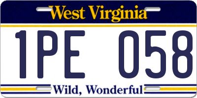 WV license plate 1PE058