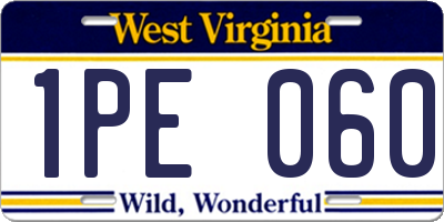 WV license plate 1PE060