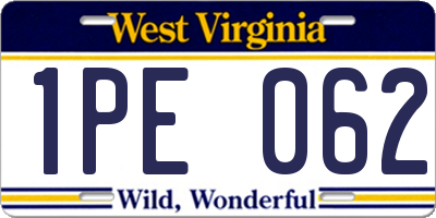 WV license plate 1PE062