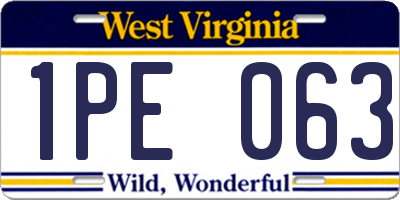 WV license plate 1PE063