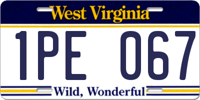 WV license plate 1PE067