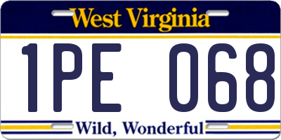 WV license plate 1PE068