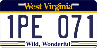 WV license plate 1PE071