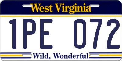 WV license plate 1PE072