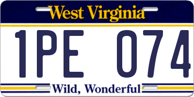 WV license plate 1PE074