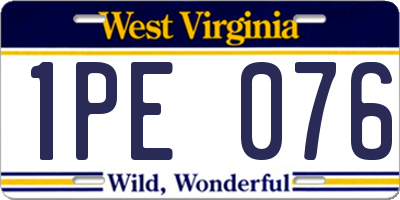 WV license plate 1PE076