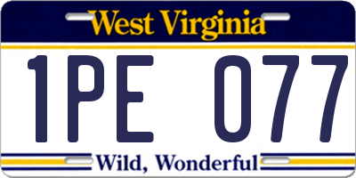 WV license plate 1PE077