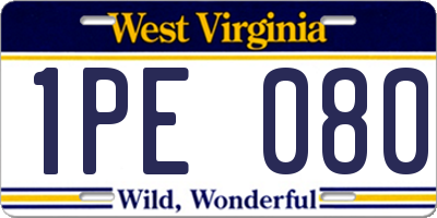 WV license plate 1PE080