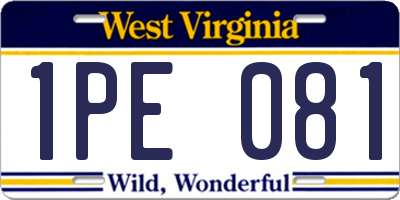 WV license plate 1PE081