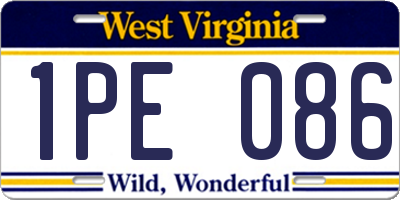 WV license plate 1PE086