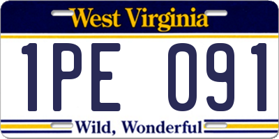 WV license plate 1PE091