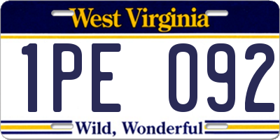 WV license plate 1PE092