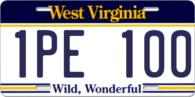 WV license plate 1PE100