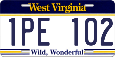 WV license plate 1PE102