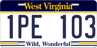 WV license plate 1PE103