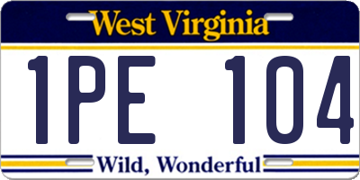 WV license plate 1PE104