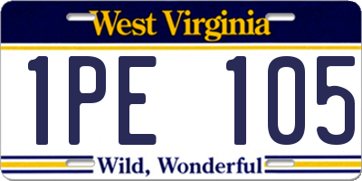 WV license plate 1PE105
