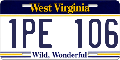 WV license plate 1PE106