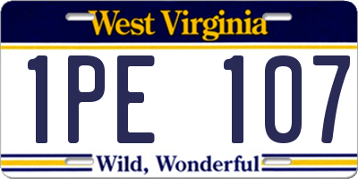 WV license plate 1PE107