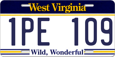 WV license plate 1PE109