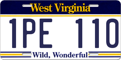 WV license plate 1PE110
