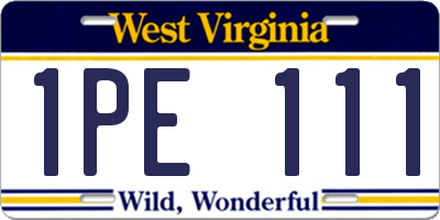 WV license plate 1PE111