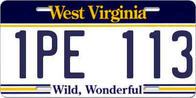 WV license plate 1PE113