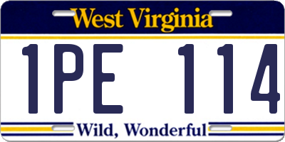 WV license plate 1PE114