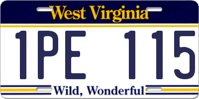 WV license plate 1PE115