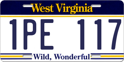 WV license plate 1PE117