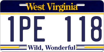 WV license plate 1PE118
