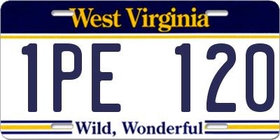 WV license plate 1PE120