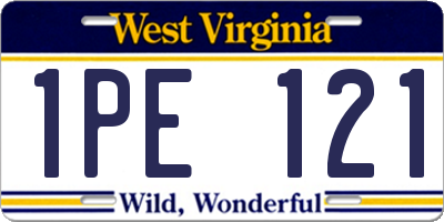 WV license plate 1PE121