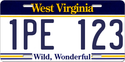 WV license plate 1PE123