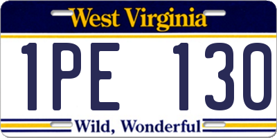 WV license plate 1PE130